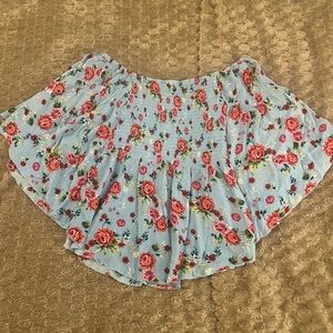 Green and Blue Ruffled Skater Blouse